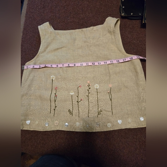 Vintage Carol Anderson Linen Top With Button Up Back Size Small/Medium - Picture 10 of 13